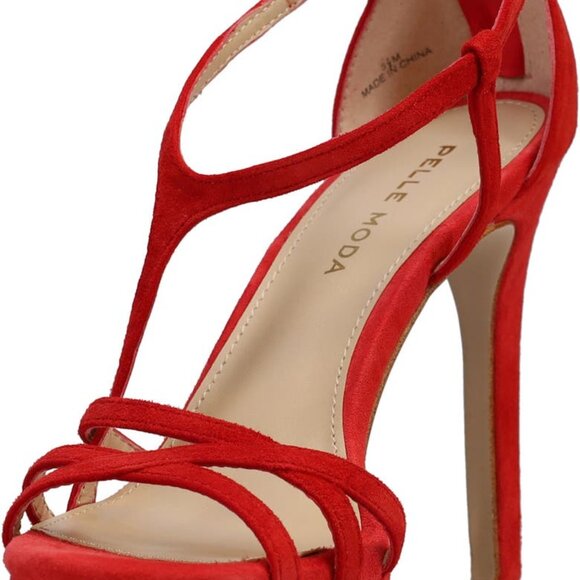 Bashwood Handmade Red Suede Leather Heeled Sandal